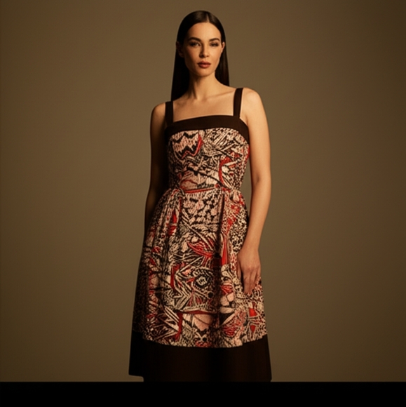 Oscar de La Renta Silk Cocktail Dress - Picture 1 of 9